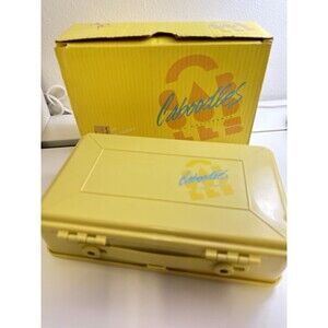 CABOODLES W/ Box Make-Up Jewelry Case Two-Sided Double Storage Vintage, Yellow